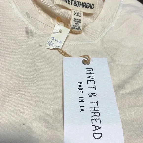 J crew Rivet & Thread cream cotton sweatshirt top shirt NWT - Picture 11 of 14